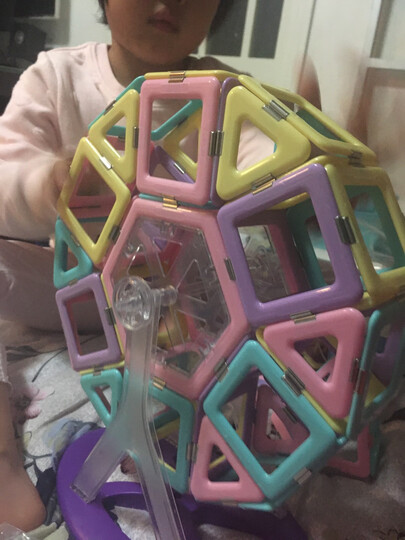 魔磁玩家(MAGPLAYER)儿童玩具积木拼插玩具二代三角形磁力片积木玩具磁铁玩具七巧板拼图教具玩具 晒单图