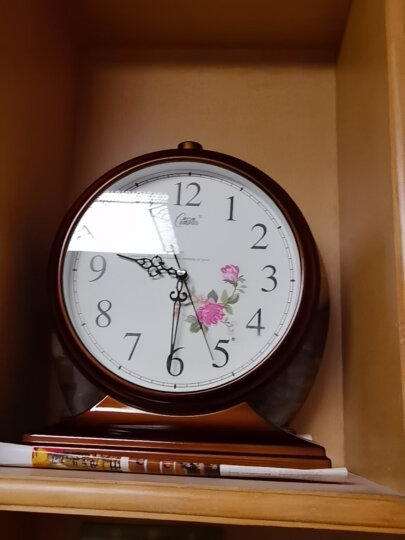 康巴丝（Compas）挂钟古典欧式座钟表复古客厅装饰台钟创意卧室床头时钟石英钟 3020数字木纹 晒单图