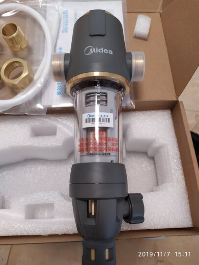 美的(Midea) 前置过滤器40微米反冲洗压力表监控 QZBW20S-12 全屋净化净水器 晒单图