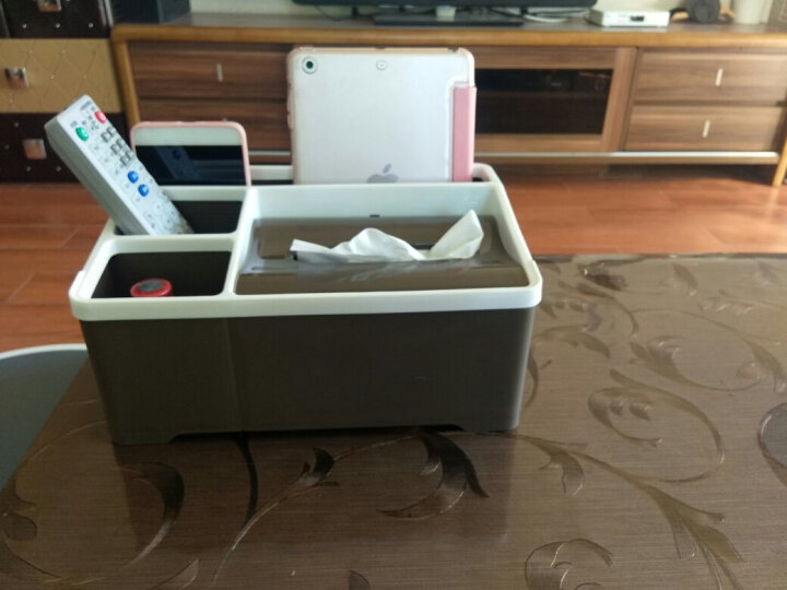 FaSoLa 日式桌面收纳盒  遥控器收纳盒 茶几办公室客厅创意组合纸巾盒 多功能纸巾收纳盒 晒单图