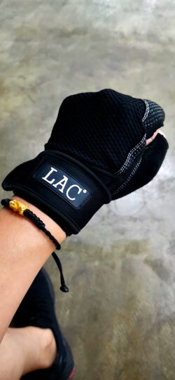 LAC健身手套 耐磨防滑 运动手套 骑行手套加长护腕 改进版 黑色XL码 晒单图