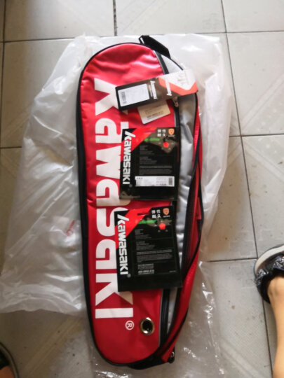 川崎KAWASAKI羽毛球拍包独立鞋袋单肩包3支装TCC-047 红色 晒单图