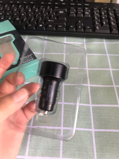 KOOLIFE 车载充电器车充点烟器3.1A快充双USB一拖二手机充电器头 电压检测LED数显苹果华为手机通用-金属金色 晒单图