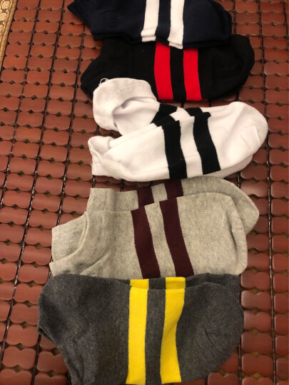南极人袜子男士运动棉袜男吸汗透气四季船袜 黑白格船袜 礼盒均码5双装 晒单图