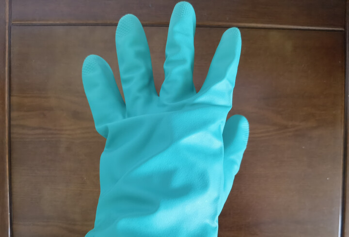 代尔塔 洗碗家务防护丁腈手套 洗蔬菜水果衣服厨房油渍 防油防水易清洗防滑纹路201802 舒适型 8号(M) 晒单图