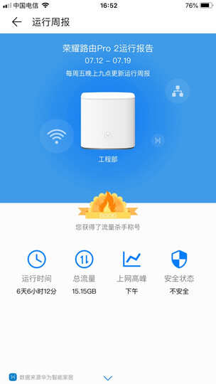 荣耀路由Pro 游戏版 腾讯WeGame官方定制游戏路由器 光纤大户型穿墙 1200M有线WiFi双千兆 支持IPv6 晒单图