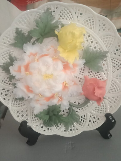 东方泥土陶瓷牡丹莲花挂盘创意客厅电视柜酒柜隔断摆件装饰工艺品 莲花挂盘 D54-22B 晒单图