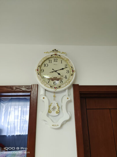 汉时欧式钟表挂钟客厅大号时钟创意摆钟艺术挂表时尚壁钟石英钟表HP07 白色大号(石英机芯） 晒单图