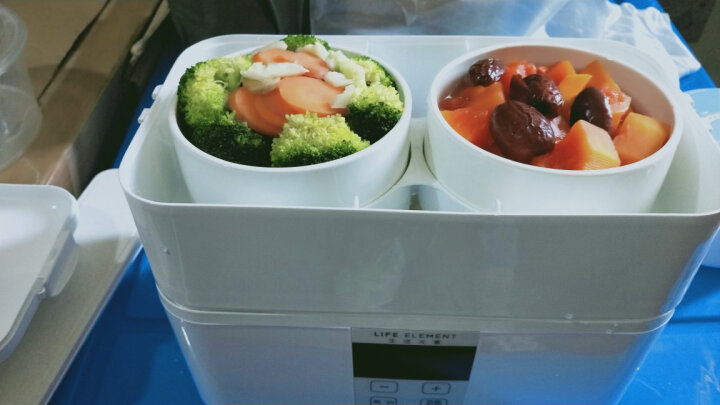 生活元素（LIFE ELEMENT）电热饭盒  1.5L陶瓷内胆 双层大容量 4胆蒸煮同步 插电式全自动加热保温 F1519 晒单图