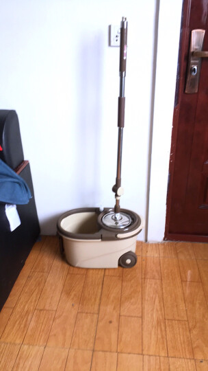 佰宁 拖把桶旋转拖把家用大滚轮可拖行不锈钢脱水篮可拆卸 二块拖布 晒单图
