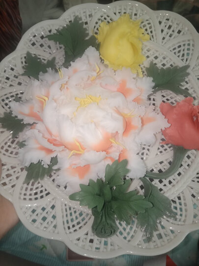 东方泥土陶瓷牡丹莲花挂盘创意客厅电视柜酒柜隔断摆件装饰工艺品 莲花挂盘 D54-22B 晒单图