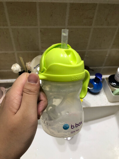 b.box 贝博士bbox吸管杯婴儿水杯宝宝重力球学饮杯水壶6-12个月 新款黄绿色 晒单图