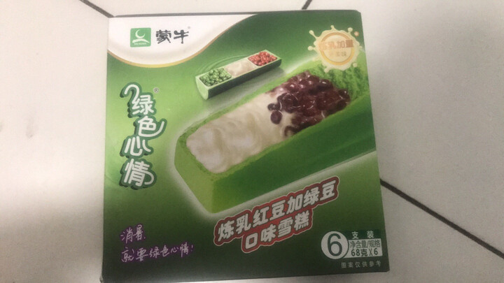 蒙牛 绿色心情 炼乳红豆加绿豆口味雪糕 68g*6支 家庭装(新老包装随机发货)(雪糕冰淇淋系列 ) 晒单图