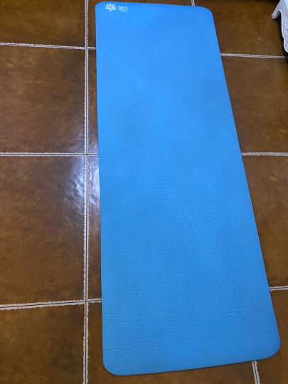 奥义瑜伽垫 家用隔音跳绳垫高密度丁腈橡胶加厚加长男女健身垫 防滑运动垫子 湖蓝（含绑带网包） 晒单图