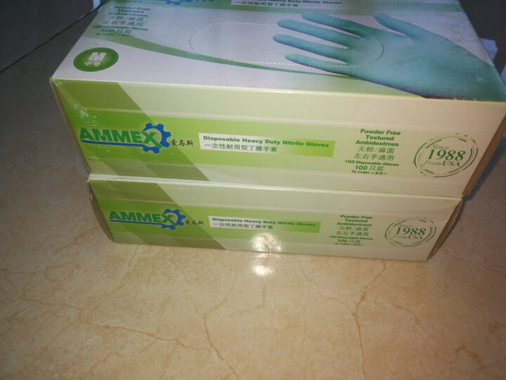 爱马斯 AMMEX GPFNCHD无粉麻面型一次性绿丁腈手套 橡胶劳保 耐油耐酸碱实验医用 加厚耐用型4.6g 绿色 M 晒单图