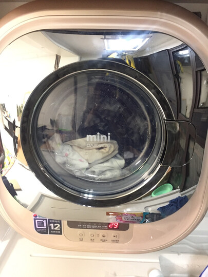 大宇(DAEWOO) 原装进口小型迷你壁挂式滚筒洗衣机全自动儿童婴儿宝宝 XQG30-888G香槟金 晒单图