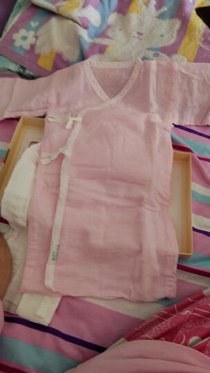 全棉时代 婴儿衣服连体衣和袍新生儿宝宝衣服秋季2件礼盒装长款 粉色+白色-59/44 晒单图