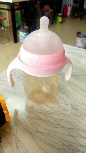 可拉贝拉 婴儿超宽口径奶瓶ppsu材质带吸管手柄防摔奶瓶套装 耐高温防漏无异味 粉色奶瓶280mL配Y孔 送4件套 晒单图