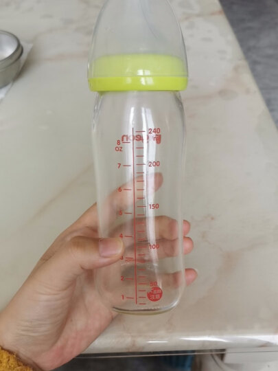 贝亲(Pigeon) 奶瓶 玻璃奶瓶 新生儿 宽口径玻璃奶瓶 婴儿奶瓶 240ml（绿色瓶盖）AA91 自然实感L码 晒单图