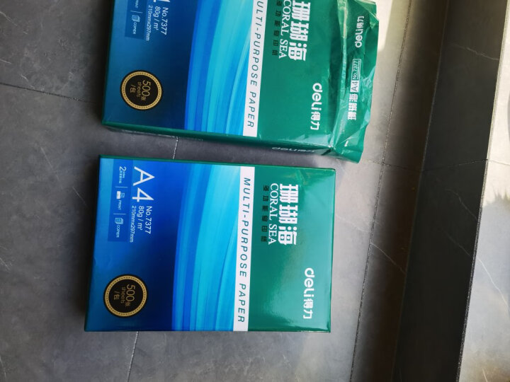 得力（deli）珊瑚海A4打印纸80g500张 单包复印纸 双面加厚草稿纸 打印书写绘画 7377【销冠系列】 晒单图