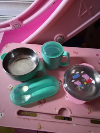 舒氏（SNUG）儿童餐具婴儿注水保温碗 宝宝防摔碗不锈钢吸盘碗 婴儿辅食碗勺水杯套装 薄荷绿S1101A 晒单图