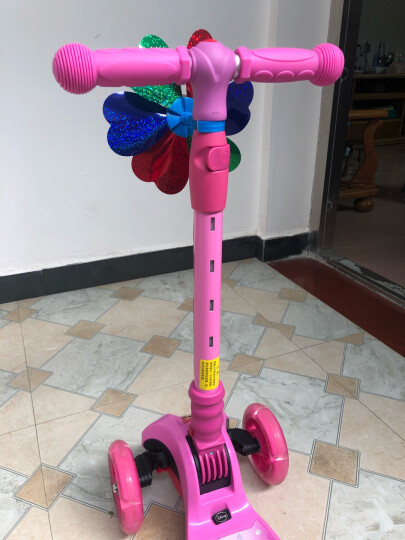 迪士尼滑板车儿童1-2-3-6岁男女宝宝四轮滑步车 闪光可升降折叠三轮 晒单图