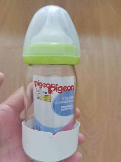 贝亲(Pigeon) 奶瓶 玻璃奶瓶 新生儿 宽口径玻璃奶瓶 婴儿奶瓶 160ml（绿色瓶盖）AA72 自然实感SS码 晒单图