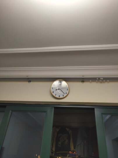 康巴丝（Compas）挂钟 创意客厅钟表现代简约时钟居家办公挂表电子石英钟C2855竹木白 晒单图