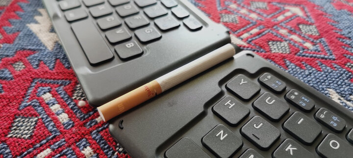 航世(B.O.W)HB088 可折叠带鼠标触控功能无线蓝牙键盘 ipad平板手机多设备通用办公键盘 灰色 晒单图