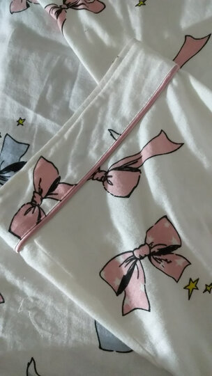 北极绒纯棉睡衣女四季家居服可外穿长袖开衫全棉休闲家居服套装B541102312-6 可爱蝴蝶结 XL 晒单图