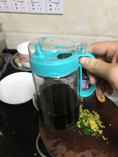 茶花大号带盖玻璃油壶防漏油罐醋壶 酱油瓶调味瓶厨房用品 550ml蓝色(大号1个) 晒单图