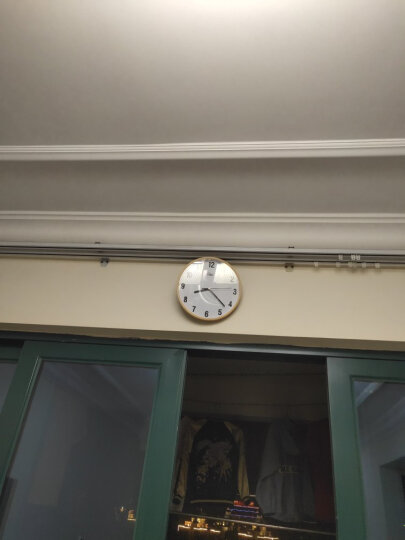 康巴丝（Compas）挂钟 创意客厅钟表现代简约时钟居家办公挂表电子石英钟C2855竹木白 晒单图