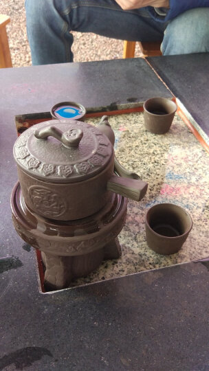 瓷牌茗 金叶子功夫茶具套装家用创意懒人自动茶壶泡茶杯茶叶罐茶道整套 紫砂（百福）自动茶具8头 晒单图