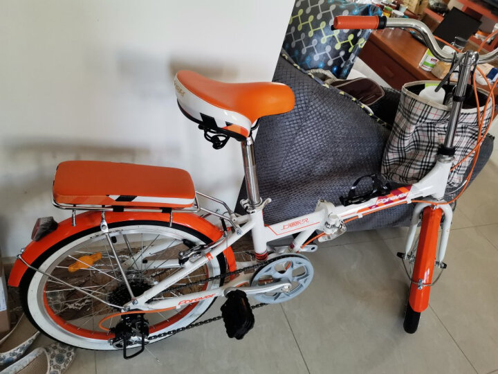 永久永久折叠车自行车 铝合金20寸7速/男女学生单车 雅途  橙色 铝合金新款 20寸 晒单图