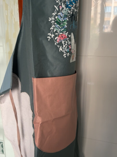 芈硕（MI SHUO）围裙女韩版可爱卡通防污围裙防油防水围裙可擦手 擦手款 花环蓝色 晒单图
