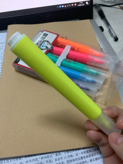 得力(deli)6色荧光笔考试复习重点标记笔 手帐可用水性记号笔6支/盒33111 晒单图