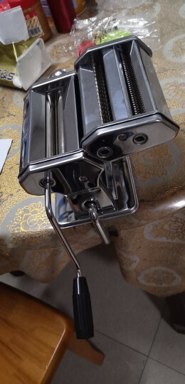 墅乐（SHULE） 手动压面机家用手摇面条机不锈钢双刀小型擀面皮机分体厨房工具 中国红（送卡通面模具）+和面机 晒单图