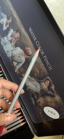 得力(deli)水溶性彩铅笔彩色铅笔24色手绘涂色专业美术生绘画笔套装(附毛笔) 6518 晒单图