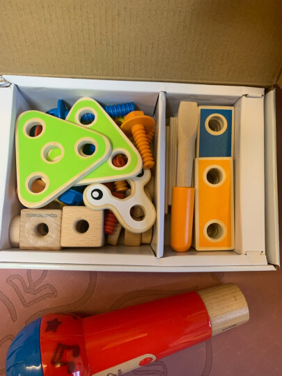 Hape木质百变木匠工具盒 42片多种diy手工造型3-8男女儿童礼物 E3080 晒单图