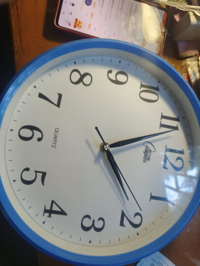 康巴丝（Compas）挂钟时尚卧室客厅办公时钟日历挂表简约创意石英钟表 蓝色C2246直径28cm 晒单图