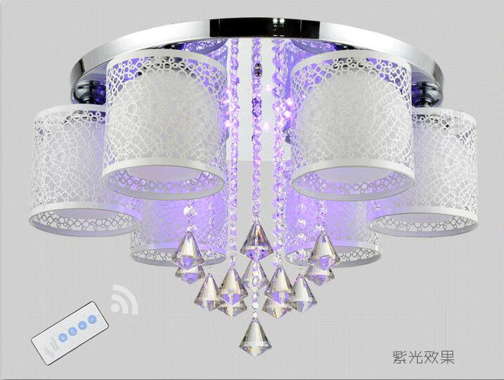 led吸顶灯客厅灯水晶灯具现代简约温馨房间灯可调光变色大厅灯卧室餐厅吊阳台灯饰套餐抖音网红推同款荐 10头炫彩遥控+送10个LED灯泡 白光 晒单图
