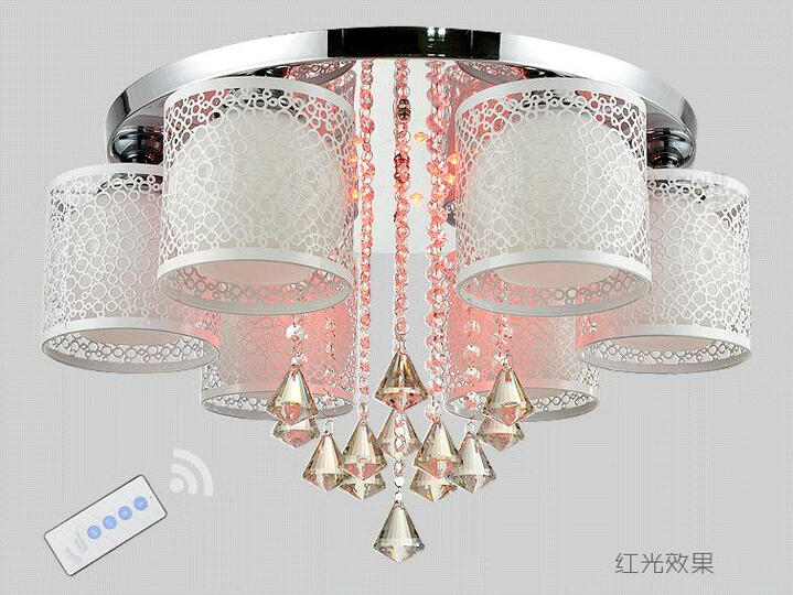 led吸顶灯客厅灯水晶灯具现代简约温馨房间灯可调光变色大厅灯卧室餐厅吊阳台灯饰套餐抖音网红推同款荐 10头炫彩遥控+送10个LED灯泡 白光 晒单图