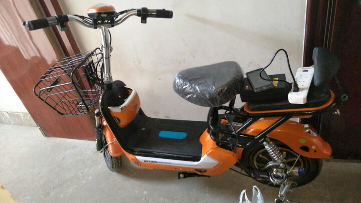 Pubec 电动车电瓶车 电摩踏板摩托车 学生车 性价比高 代步车 双人电动自行车 浅蓝色高配 配20A超威天能电池 晒单图