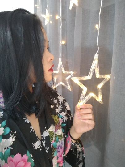 Ladarmoon 彩灯闪灯串灯 led星星灯五角星表白婚庆满天星过年装饰灯房间窗帘灯 【暖光】3米 低压插电遥控款 大小星-【浙江普通版】 晒单图