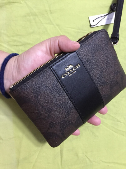 送女友蔻驰COACH奢侈品女士深棕色配黑PVC零钱包F58035IMAA8 晒单图