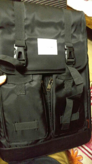 豆鼓眼（DouGuYan）帆布双肩背包男韩版女休闲旅行15.6英寸书包G00121古橙色有图案 晒单图