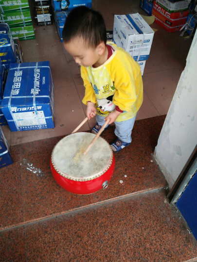 牛皮鼓儿童小鼓大鼓堂鼓锣鼓乐器鼓战鼓儿童敲鼓玩具 9寸鼓30cm*17cm加大锣大镲套餐 晒单图