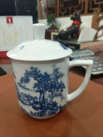 红叶 茶杯景德镇陶瓷水杯带盖办公泡茶杯子中式马克杯 锦绣 晒单图
