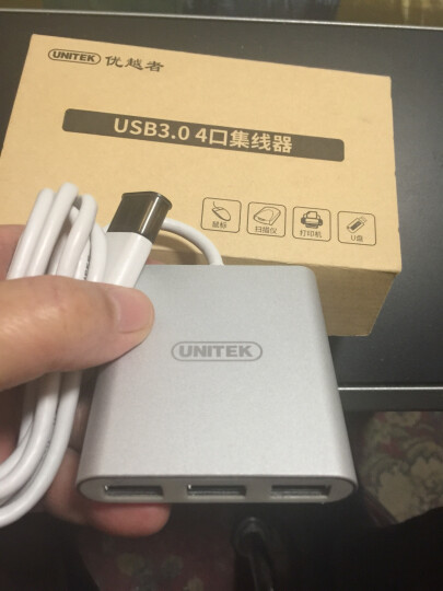 优越者（UNITEK）Y-2185CSL 全铝USB2.0分线器高速一拖四转换器HUB集线器 笔记本电脑扩展带指示灯银色 120CM 晒单图