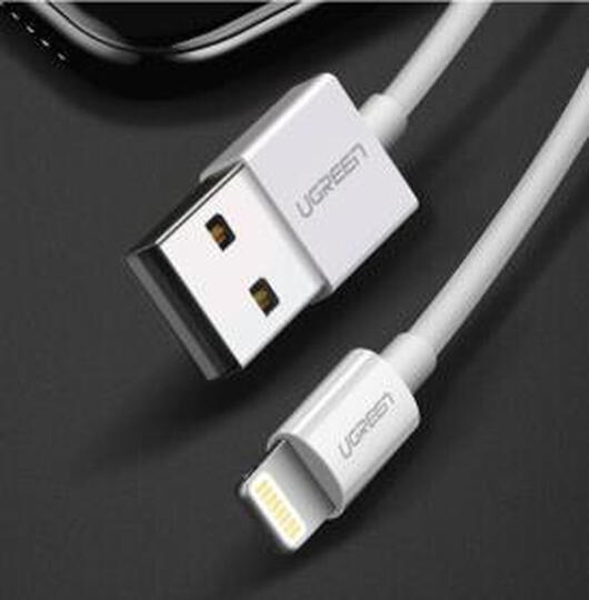 绿联 MFi认证 苹果数据线Xs Max/XR/X/8/7手机快充充电器线USB电源线 支持iphone5/6s/7Plus/ipad 1米20728白 晒单图